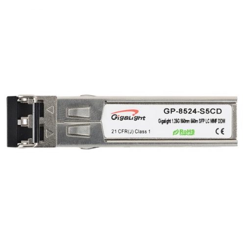 GIGALIGHT Modul SFP, 1.25G, 850nm, 550M reach, 0~70 temp.range, with Digital Diagnostics Monitoring