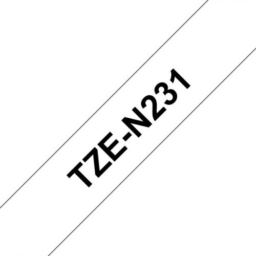 BROTHER szalag TZe-N231, Fehér alapon Fekete, Nem laminált, 12mm  0.47", 8 méter