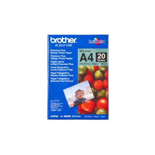 BROTHER Fotópapír BP71GA4, Prémium fényes fotópapír (A4 / 20 lap / 260g/m2)