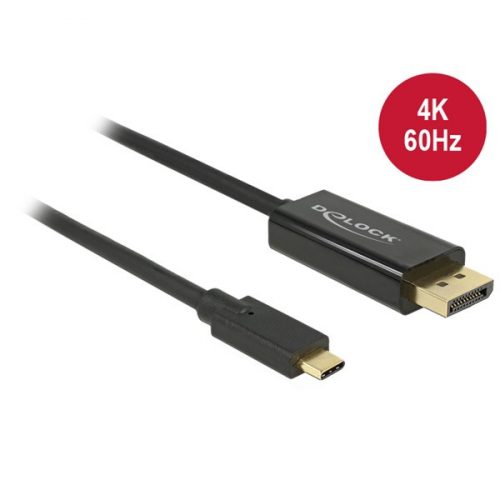 DELOCK kábel USB Type-C male > DisplayPort male (DP Alt Mode) 4K 60Hz 2m fekete