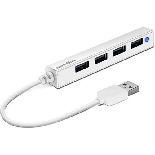 SPEEDLINK SL-140000-WE SNAPPY SLIM USB Hub, 4-Port, USB 2.0, Passzív, fehér