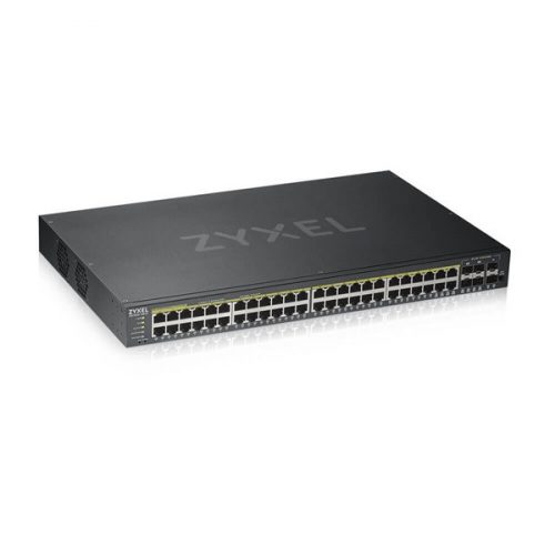 ZYXEL Switch 44x1000Mbps (44xPOE) + 4xGigabit kombó SFP+ 2xGigabit SFP, Fémházas Menedzselhető (48GbE POE port), GS1920-