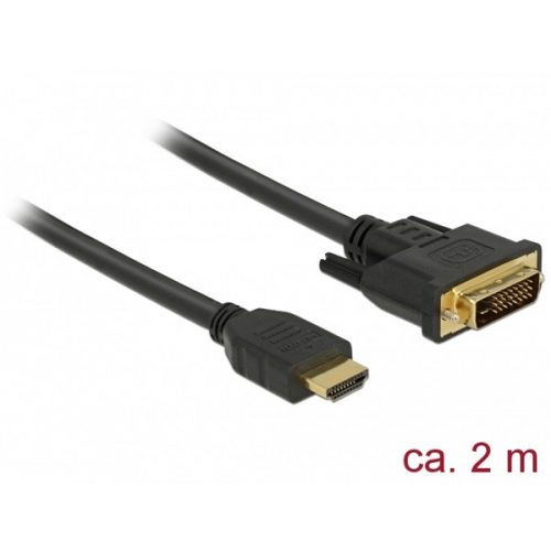 DELOCK kábel HDMI male > DVI 24+1 male kétirányú 2m