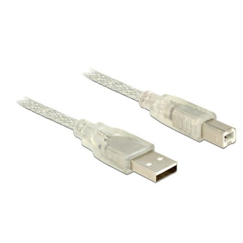 DELOCK kábel USB 2.0 Type-A male > USB 2.0 Type-B male 1m átlátszó