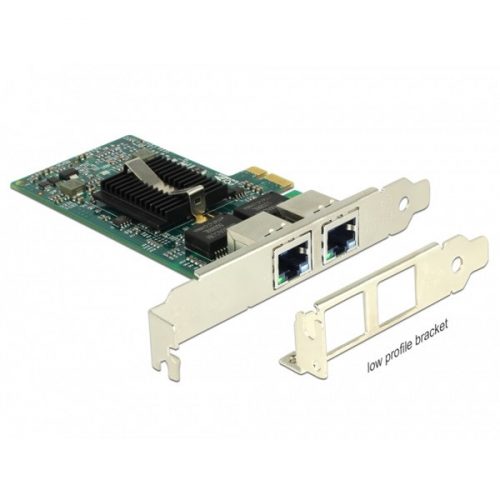 DELOCK PCI-E x1 Bővítőkártya > 2x RJ45 Gigabit LAN i82576