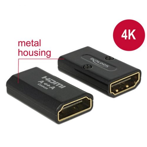 DELOCK Átalakító Gender Changer HDMI-A female > HDMI-A female 4K fekete