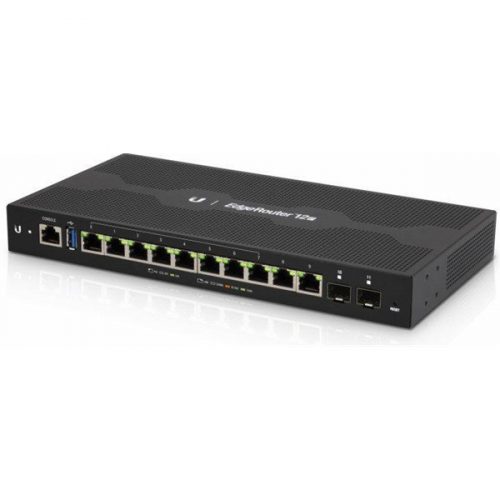 UBiQUiTi EdgeRouter 10x1000Mbps (POE IN-OUT) + 2x1000Mbps SFP, Falra Rögzíthető - ER-12