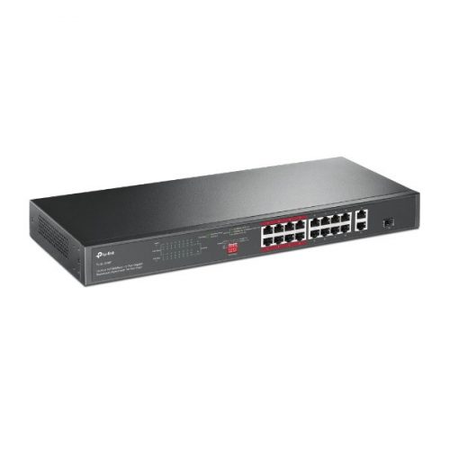 TP-LINK Switch 16x100Mbps (16xPOE+) + 2x1000Mbps + 1xGigabit kombó SFP, TL-SL1218P