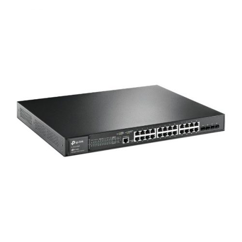 TP-LINK Switch 24x1000Mbps (24xPOE+) + 4x1Gigabit SFP + 1xkonzol port, Menedzselhető, SG3428MP