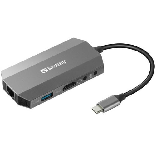 SANDBERG USB-C dokkoló, USB-C 6in1 Travel Dock