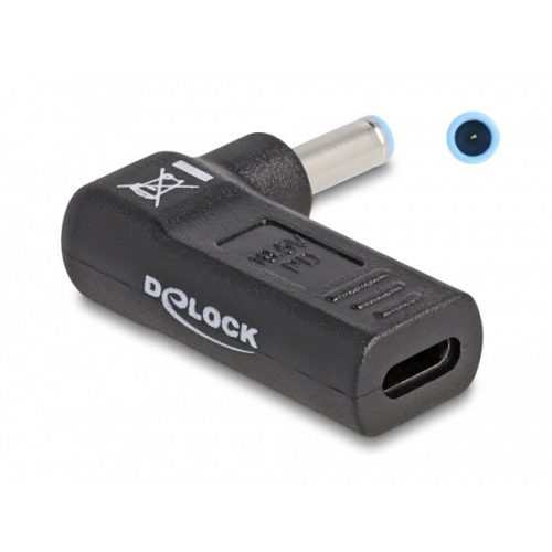 DELOCK Átalakító Laptop töltőkábel USB Type-C female > HP 4.5 x 3.0mm male 90 fokos