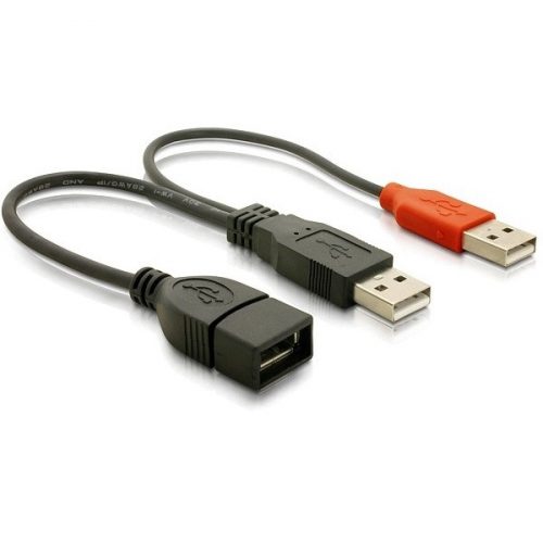 DELOCK kábel Y 2x USB 2.0 Type-A male > 1x USB 2.0 Type-A female 20cm