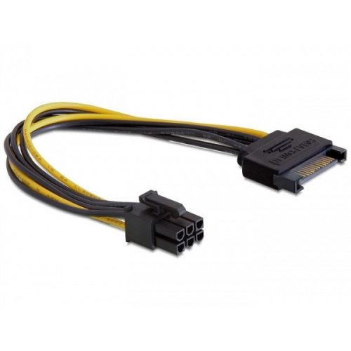 DELOCK Tápkábel SATA 15 pin > 6 pin PCI Express