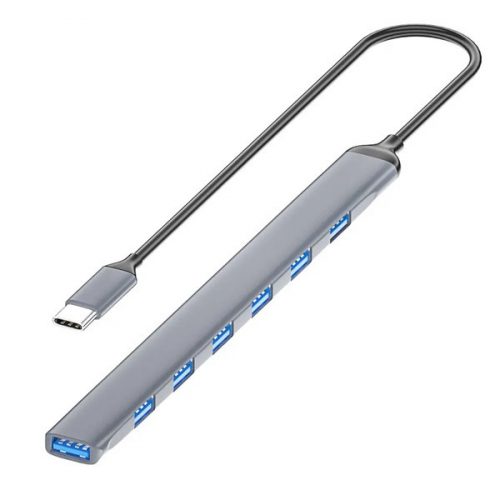 BLACKBIRD USB 3.0 Type-c 7 port hub extra slim, aluminium ház, notebookhoz