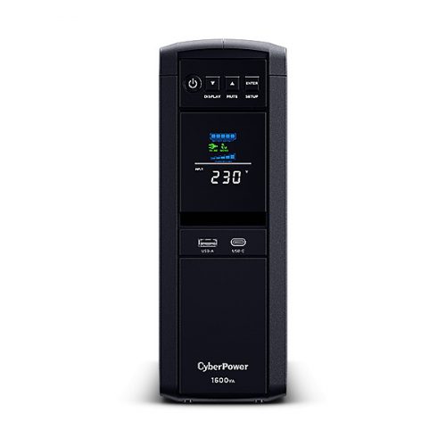 CYBERPOWER UPS gaming, 6xSCHU,2xUSB 1600VA 1600W 230V, színuszus szünetmentes tápegység,LINE-INTERAKTÍV, AVR, színes LCD