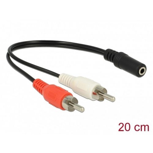 DELOCK kábel Audio 2x RCA male > 1x 3.5mm 3 pin Stereo jack 20cm