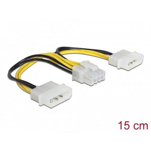 DELOCK Tápkábel 2x 4 pin Molex male > 8 pin EPS male 15cm