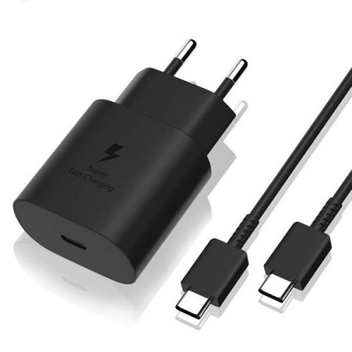 BLACKBIRD Hálózati Töltő 25W PD USB-C + USB-C Adatkábel 1m, Fekete (Gyári kivitel)