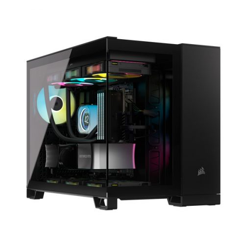 CORSAIR Ház iCUE LINK 2500X RGB, 2x RX120 RGB Ventilátor, Tápegység nélkül, Edzett Üveg, fekete