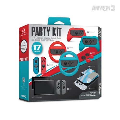 ARMOR3 Nintendo Switch/OLED Party csomag (Üvegfólia + Thumb Grips + Szilikon tokok)