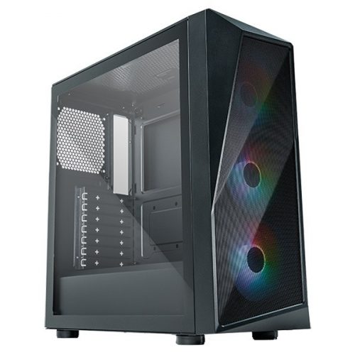 COOLER MASTER Ház, Mid Tower ATX CMP 520, 3x ARGB Ventilátor +HUB, Tápegység nélkül, Üvegfalú, fekete