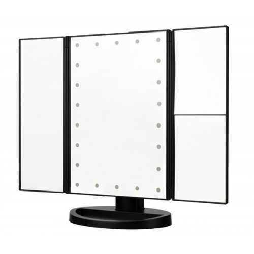 HUMANAS ML04 kihajtható sminktükör, AAA elem vagy  mikro USB, 16 x 23,5 cm, LED 2 nagyító tükör, 21 db LED,