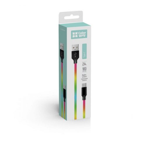 COLORWAY Kábel, USB Type-C (multicolor) 2.4A 1m (CW-CBUC018-MC)