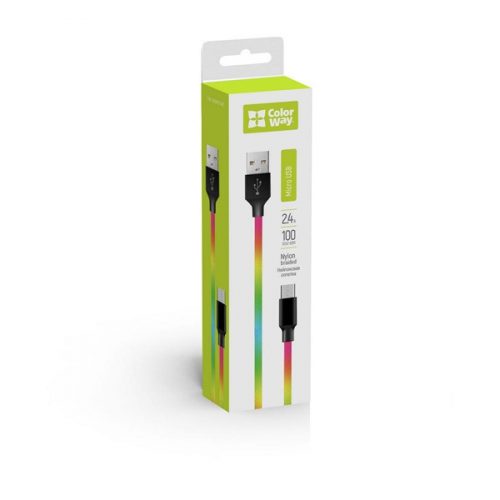 COLORWAY Kábel, USB MicroUSB (multicolor) 2.4A 1m (CW-CBUM017-MC)