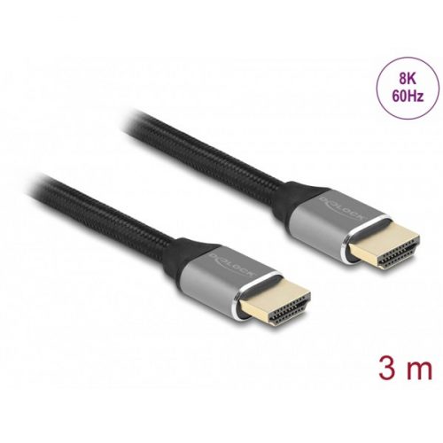 DELOCK kábel HDMI male / male összekötő 48 Gbps 8K 60Hz tanúsítvánnyal 3m szürke