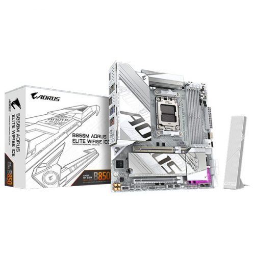 GIGABYTE Alaplap AM5 B850M AORUS ELITE WIFI6E ICE AMD B850, ATX