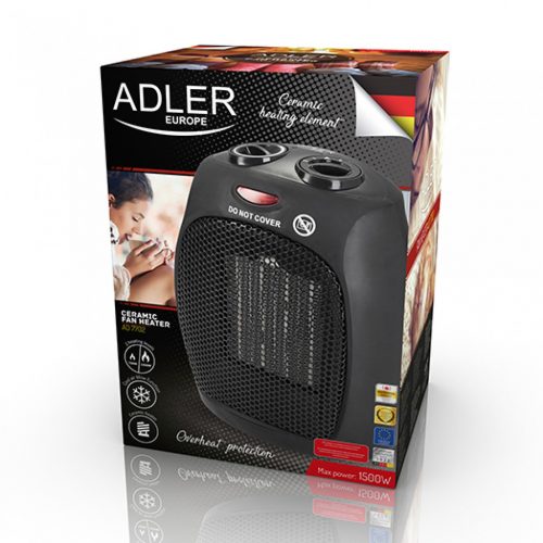 Adler AD7702 1500W Hűvös/meleg levegős kerámia fekete fűtőventilátor